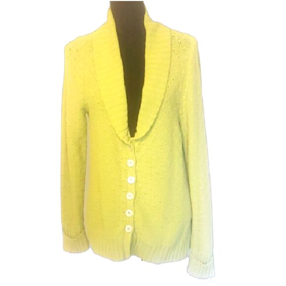 Cherokee Green Cable knit Collar Button Up Cardigan Sweater Size XL - Picture 1 of 7